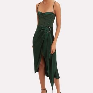 Jonathan Simkhai Women's Green Crepe Satin Combo Bustier Cocktail Dress